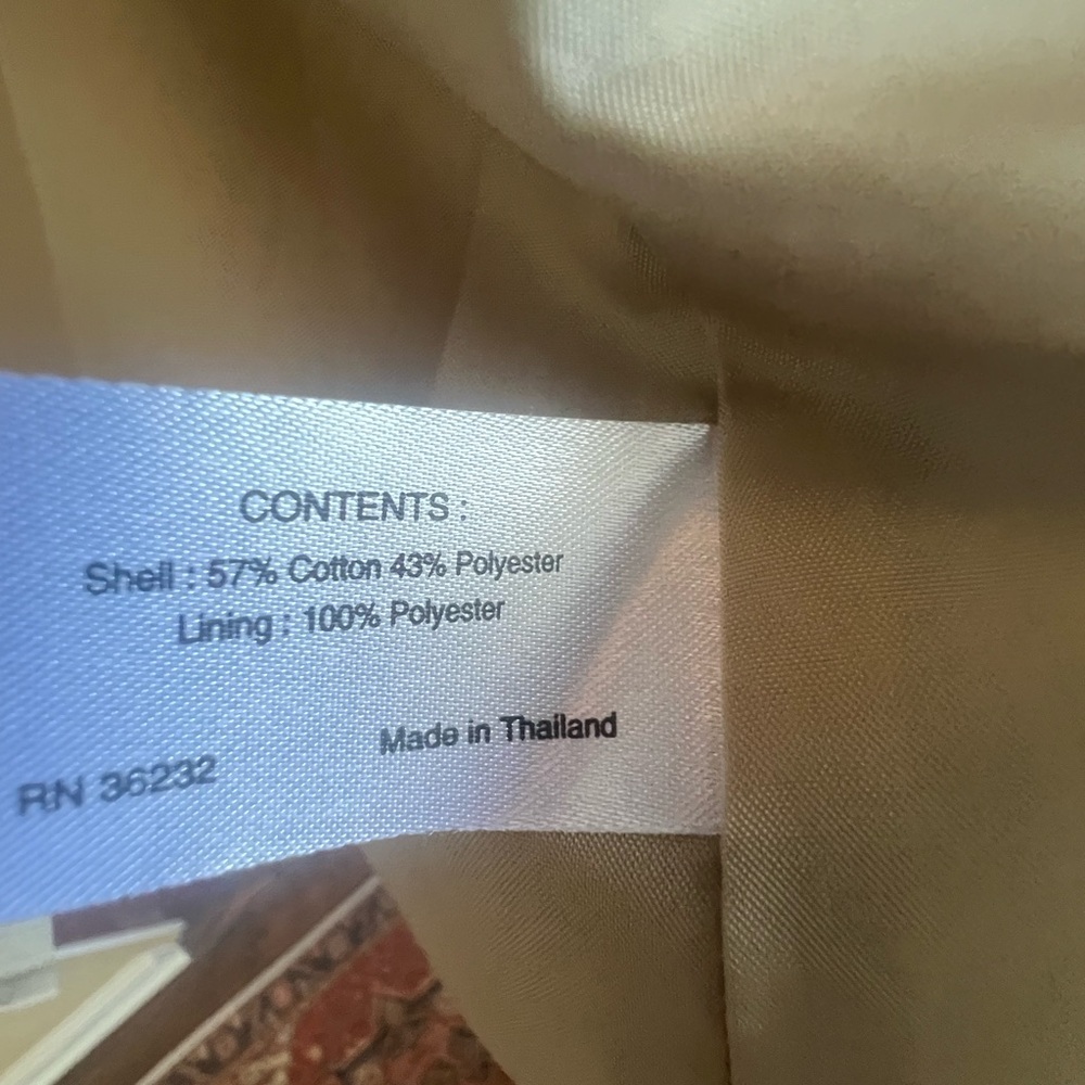 Gallery, short, swing trench, size L.  Lined, tan, wide lapel, relaxed fit. - Picture 4 of 9
